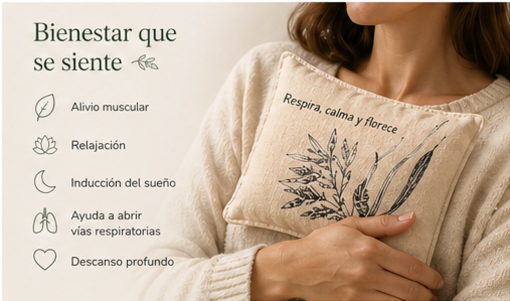 Bienestar que se siente — alivio muscular, relajación, inducción del sueño, vías respiratorias, descanso profundo
